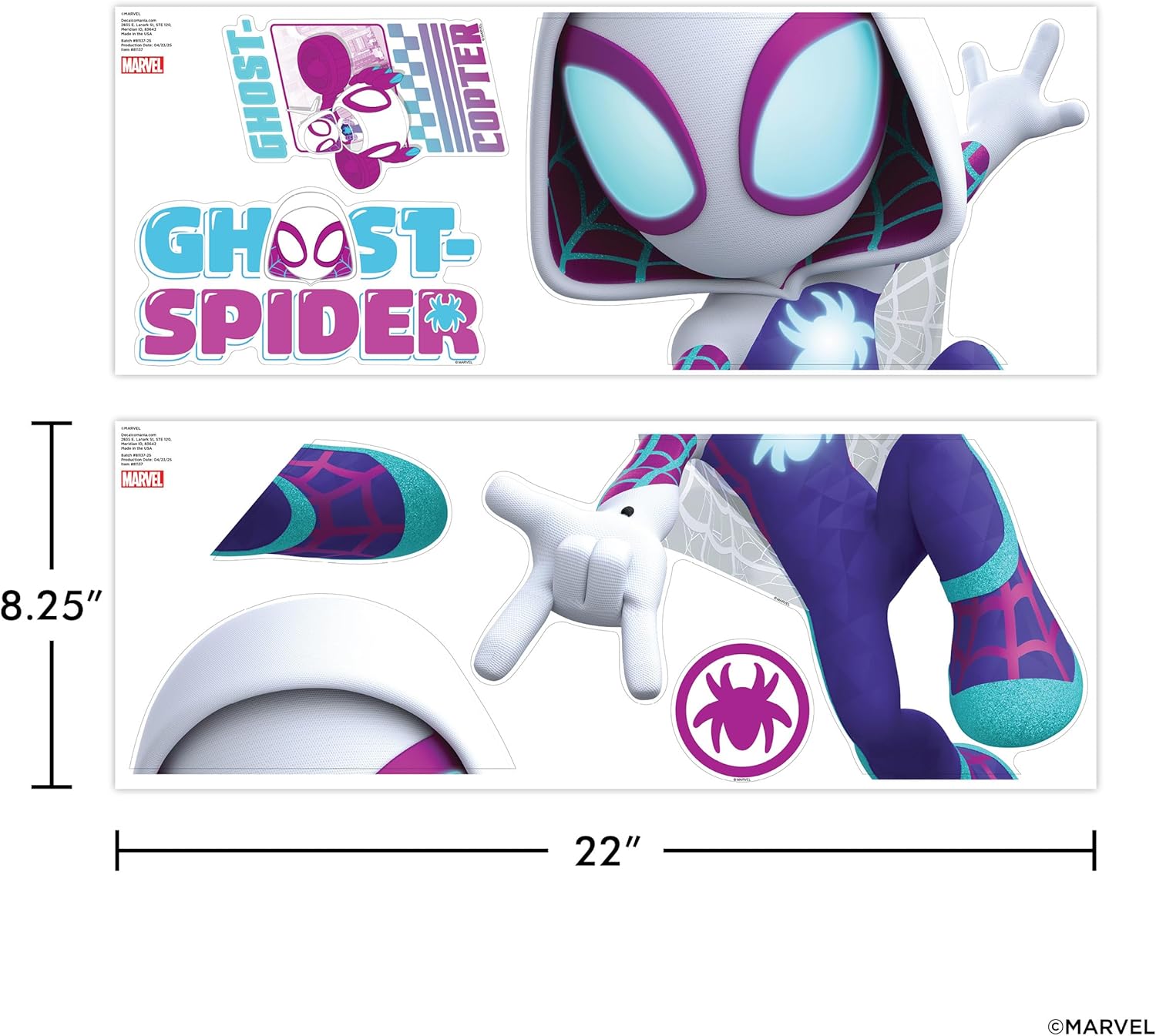 Marvel Spidey and His Amazing Friends Ghost Spider Wall Decal - 23" Gwen Stacy Vinyl Stickers for Bedroom Bathroom Decor - Peel and Stick Room Decorations
