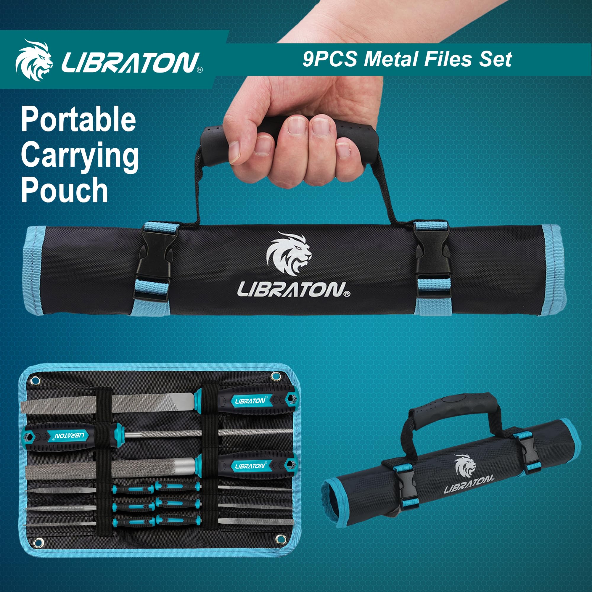 LIBRATON Juego de Limas de Metal 9PCS, con Limas de Aguja, Lima Plana/Media Caña/Redonda, Juego de Escofinas para Madera, Limas de Precisión para Metal, Madera, Plástico, Manualidades
