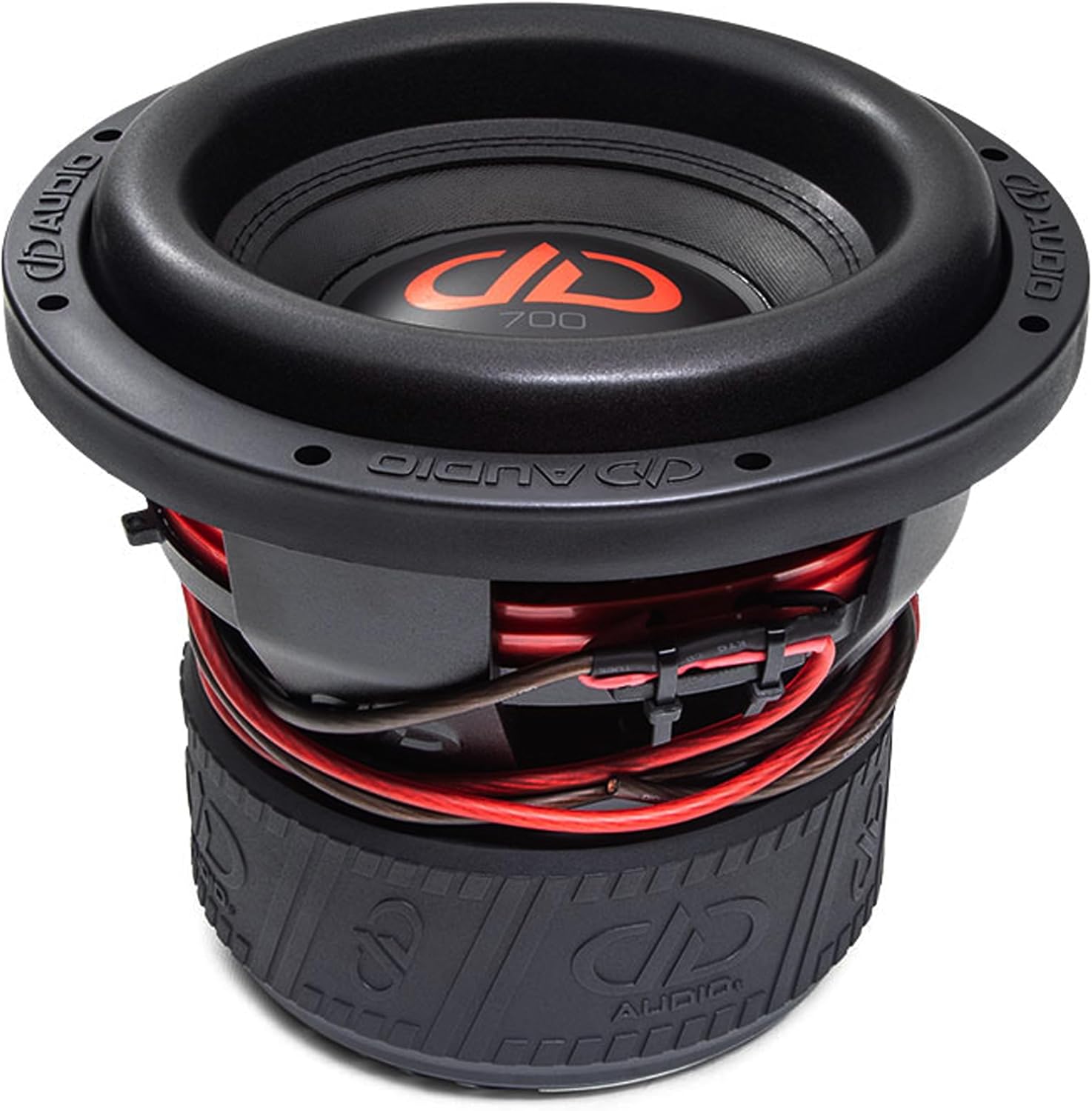 Angle de dalt a baix view of the DD Audio 710F-D4 subwoofer