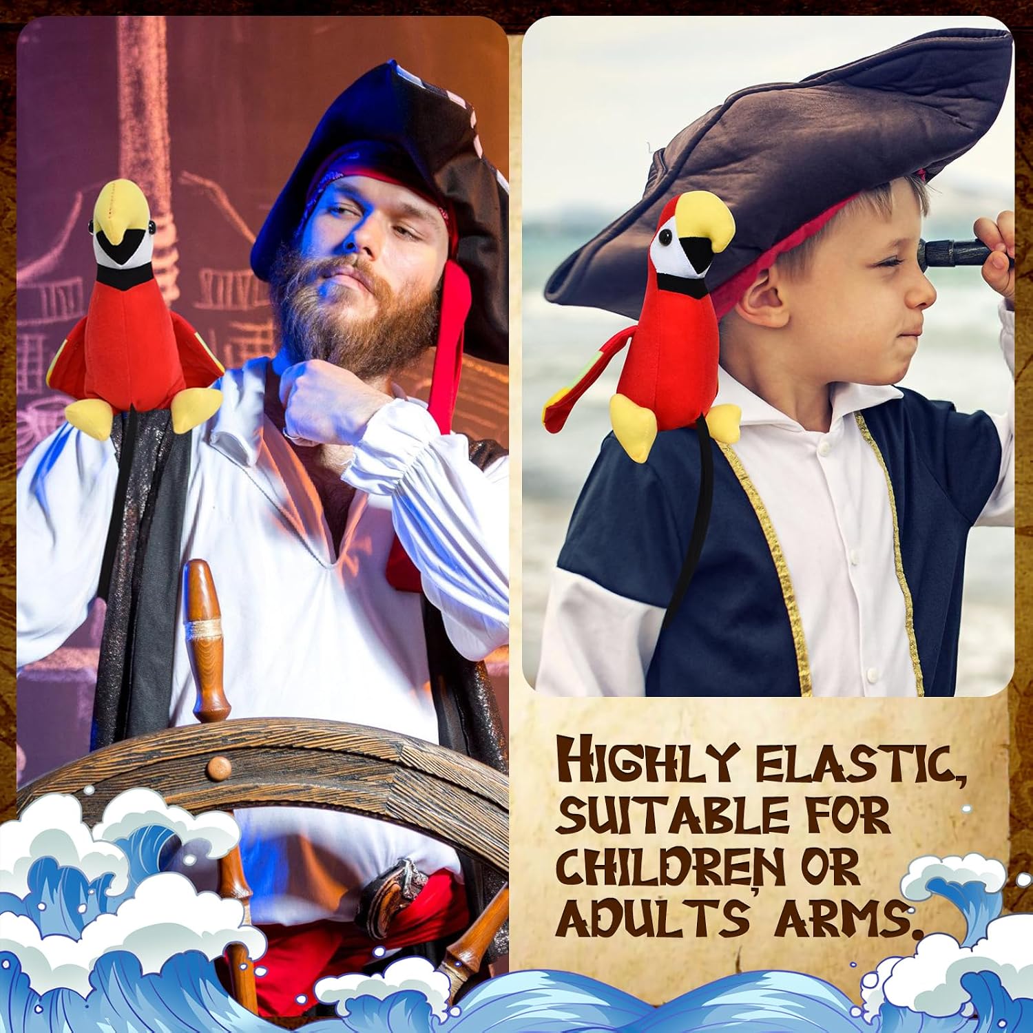 Pirate Parrot Plush Shoulder Stuffed Pirate Party Costume Accessories Animal Toys Cute Plushies for Kids