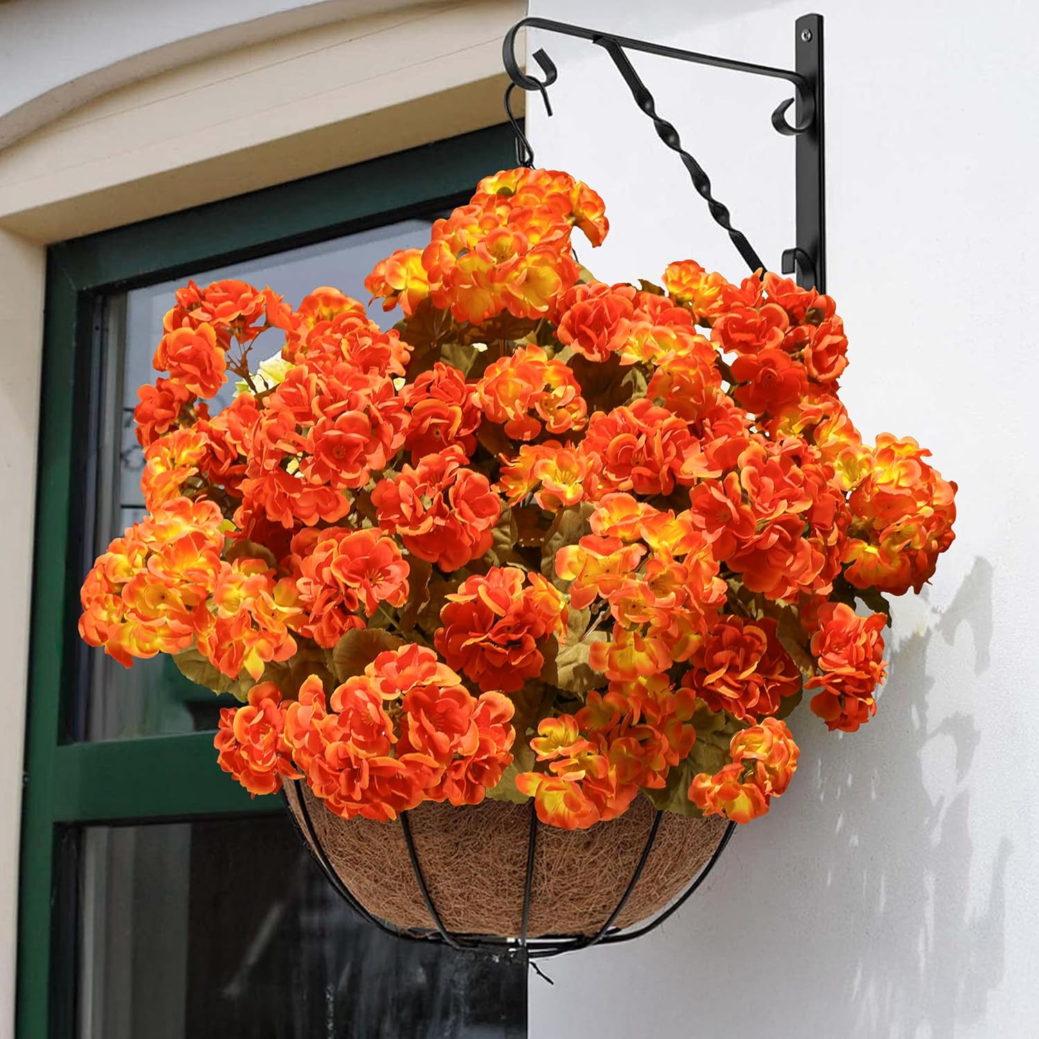 Fake Geraniums Artificial Flowers for Outdoors Fall Autumn Decoration, 6 Bundles Silk Geraniums Look Real Faux Fall Flowers Plants for Front Door Garden Planter Patio Balcony Yard Home Indoor, Mix - Image 3