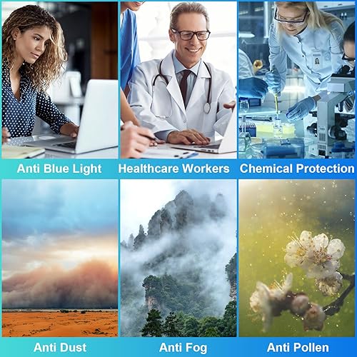 Miniatura 7 de OXG Paquete de 3 gafas de seguridad para mujer, anti niebla, transparentes, resistentes a los arañazos, gafas protectoras para enfermeras