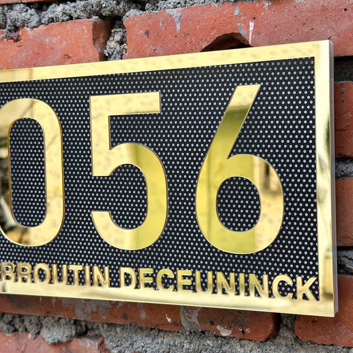 Numero civico personalizzato con luce solare,Segnaletica solare personalizzata per case,decorazione da parete personalizzata (oro)