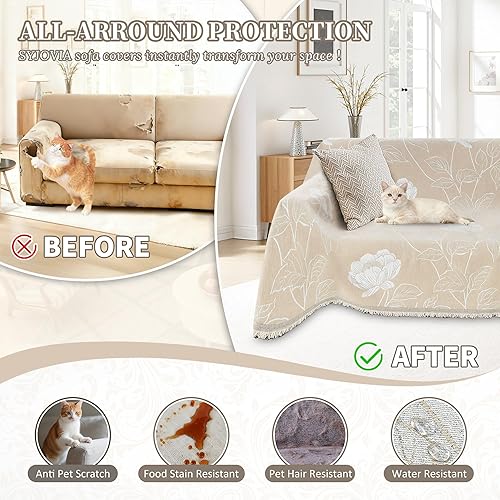 Miniatura 5 de Fundas de sofá modulares impermeables 10% para perros, fundas de sofá esquinero en forma de L, fundas de sofá de felpilla lavables y modernas,