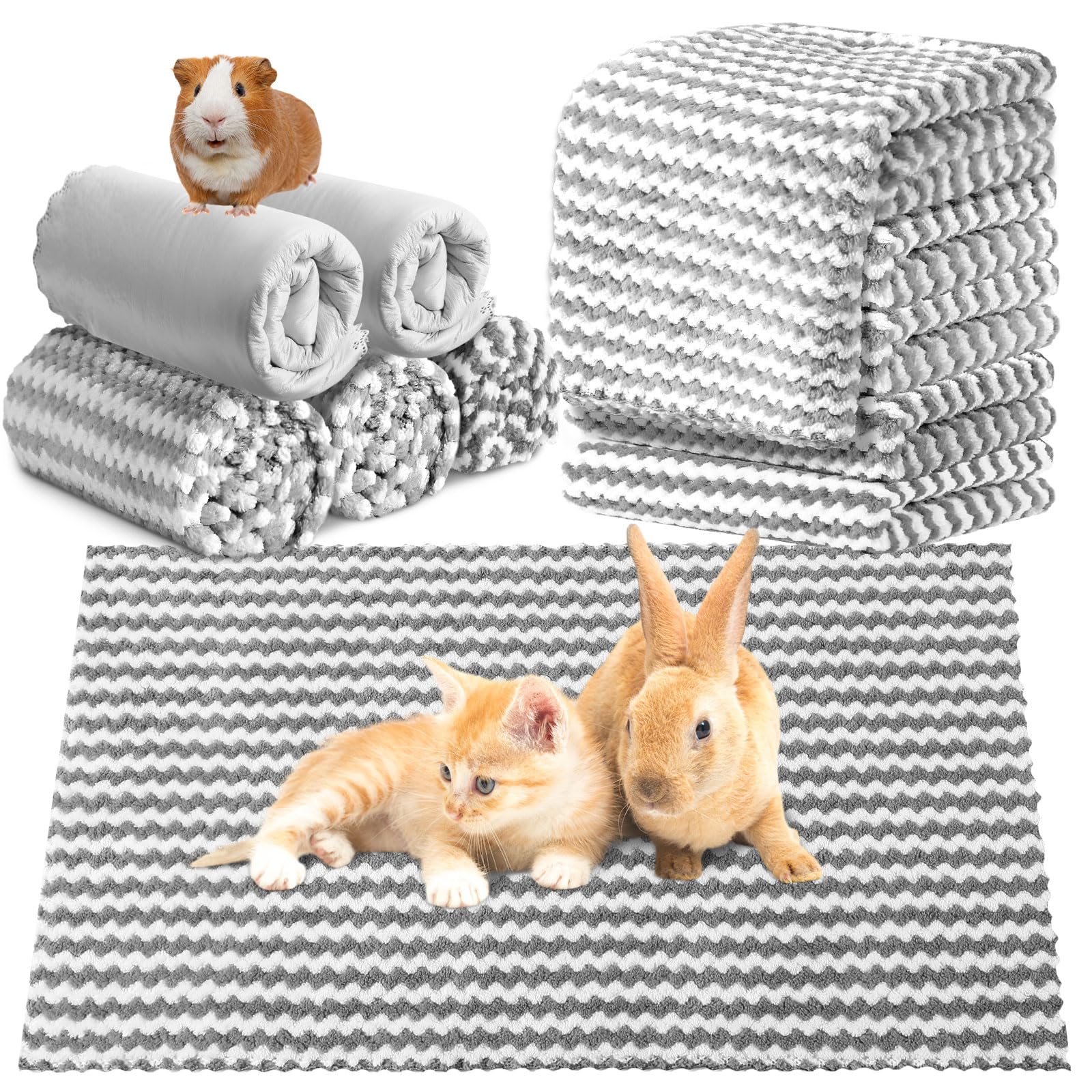 Hahafelt 5 Pcs Waterproof Guinea Pig Fleece Bedding Blankets Absorbent Guinea Pig Cage Liner Washable Small Animal Pee Pad Reusable Pet Blanket Wash