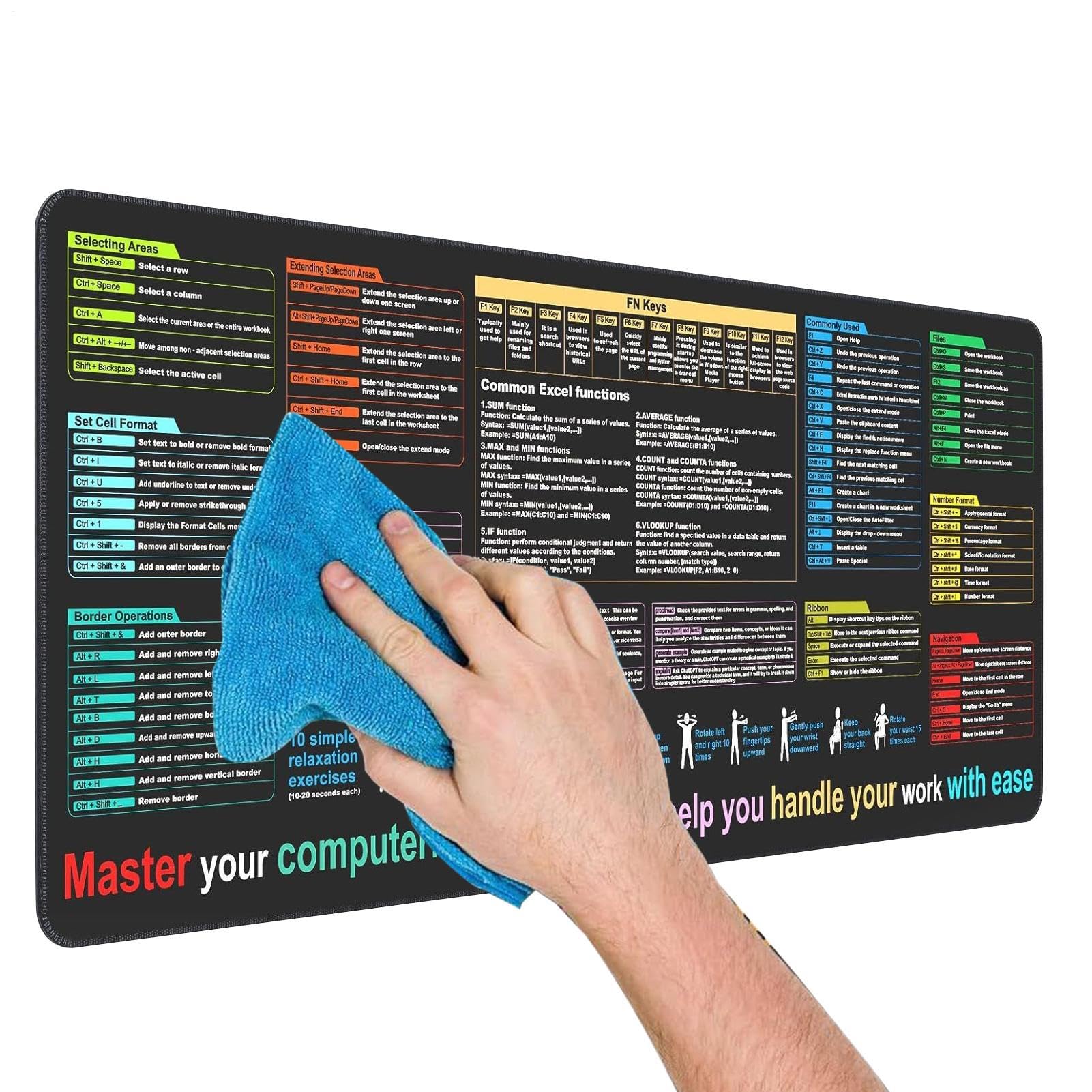 Tapis de raccourcis grand format protection de bureau informatique - 8