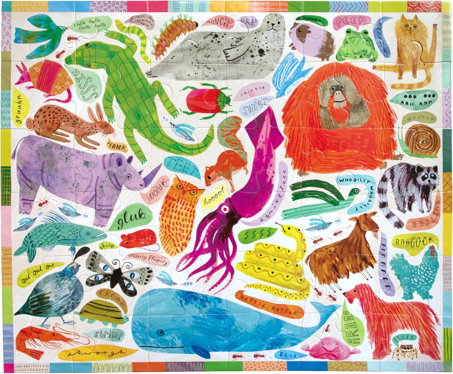 eeBoo 36 Piece Giant Floor Puzzle - Animal Voices Children's Puzzle Animal Sounds Themed, Large Pieces for Small Hands to Develop Motor Skills