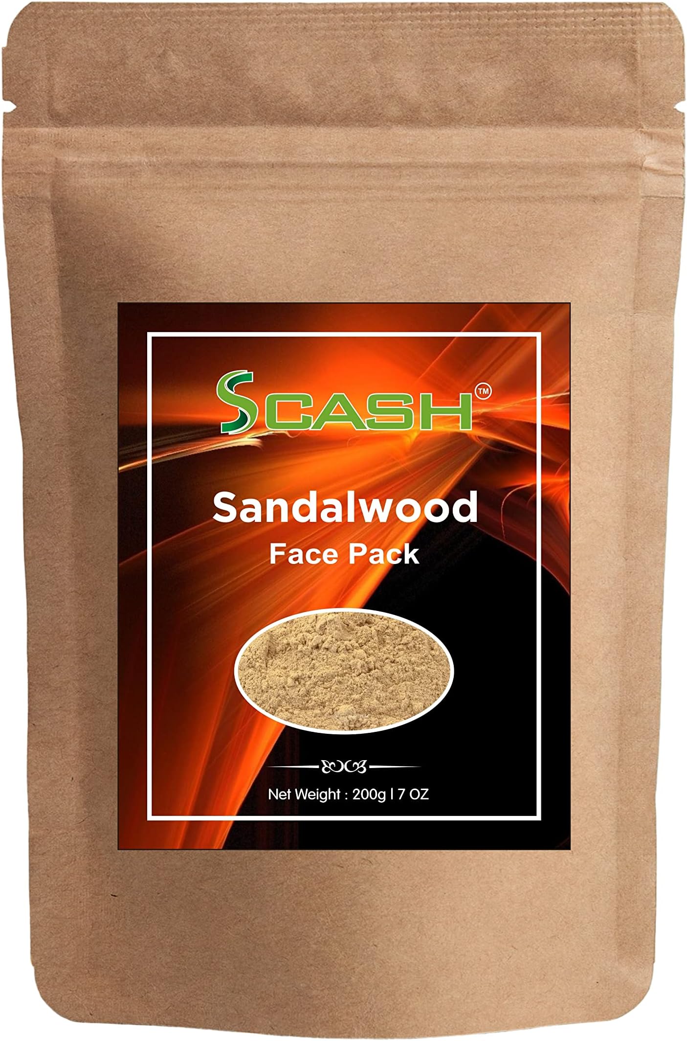 scash 7 Ounce 200gm Gram 100% Natural Pure Chandan Sandalwood Powder For Face Mask Face Pack Worship Auspicious Occasions