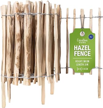 Creative Home Hazel Fence Hazel Hurdle | Picket Fence 50cm High & 3m Long