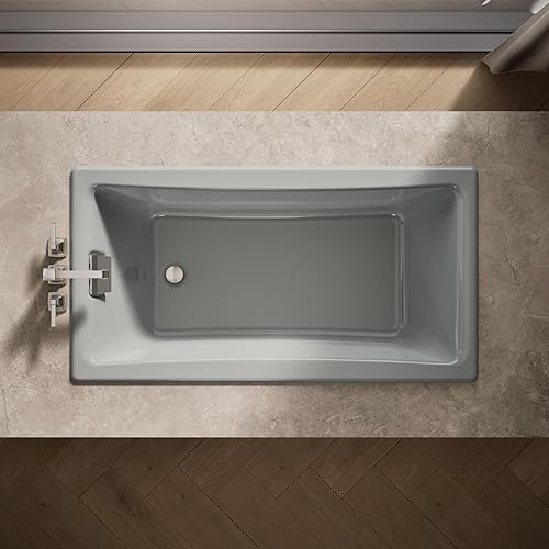 Miniatura 43 de KOHLER 850-0 Tea-for-Two - Bañera de hierro fundido de 60 x 32 pulgadas, para alcoba o empotrada, diseño espacioso, superficie antideslizante