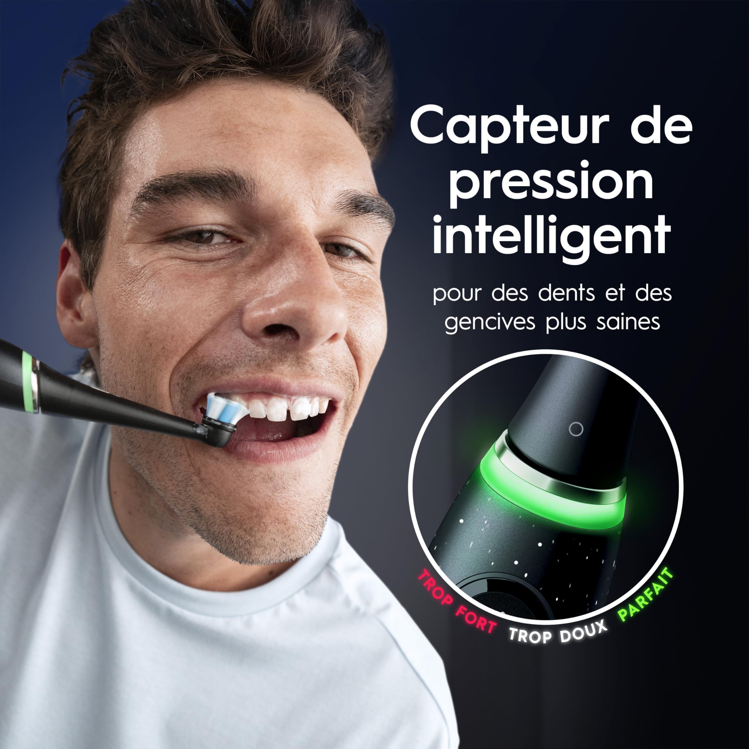 Oral-B Brosse à Dents Electrique iO 10, 3 Brossettes de Rechange, Noire– 7 Modes de Brossage dont Blancheur et Soin des Gencives, Capteur de Pression, Batterie Rechargeable, Guidage IA, Etui