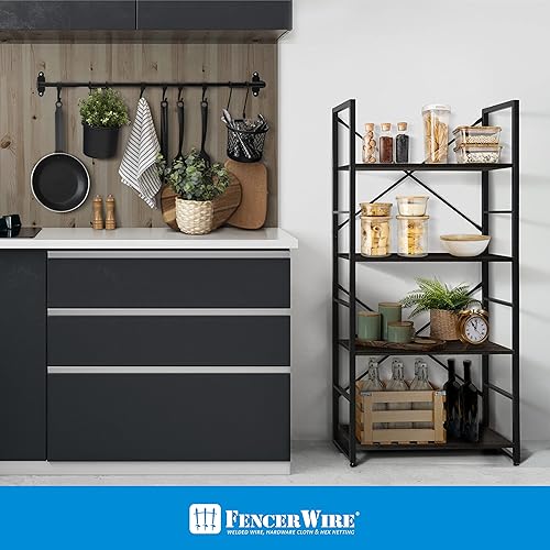 Miniatura 2 de Fencer Wire Estante de pie de 4 niveles, estantería de 24 pulgadas de ancho, organizador de almacenamiento de estantes, estantes industriales para