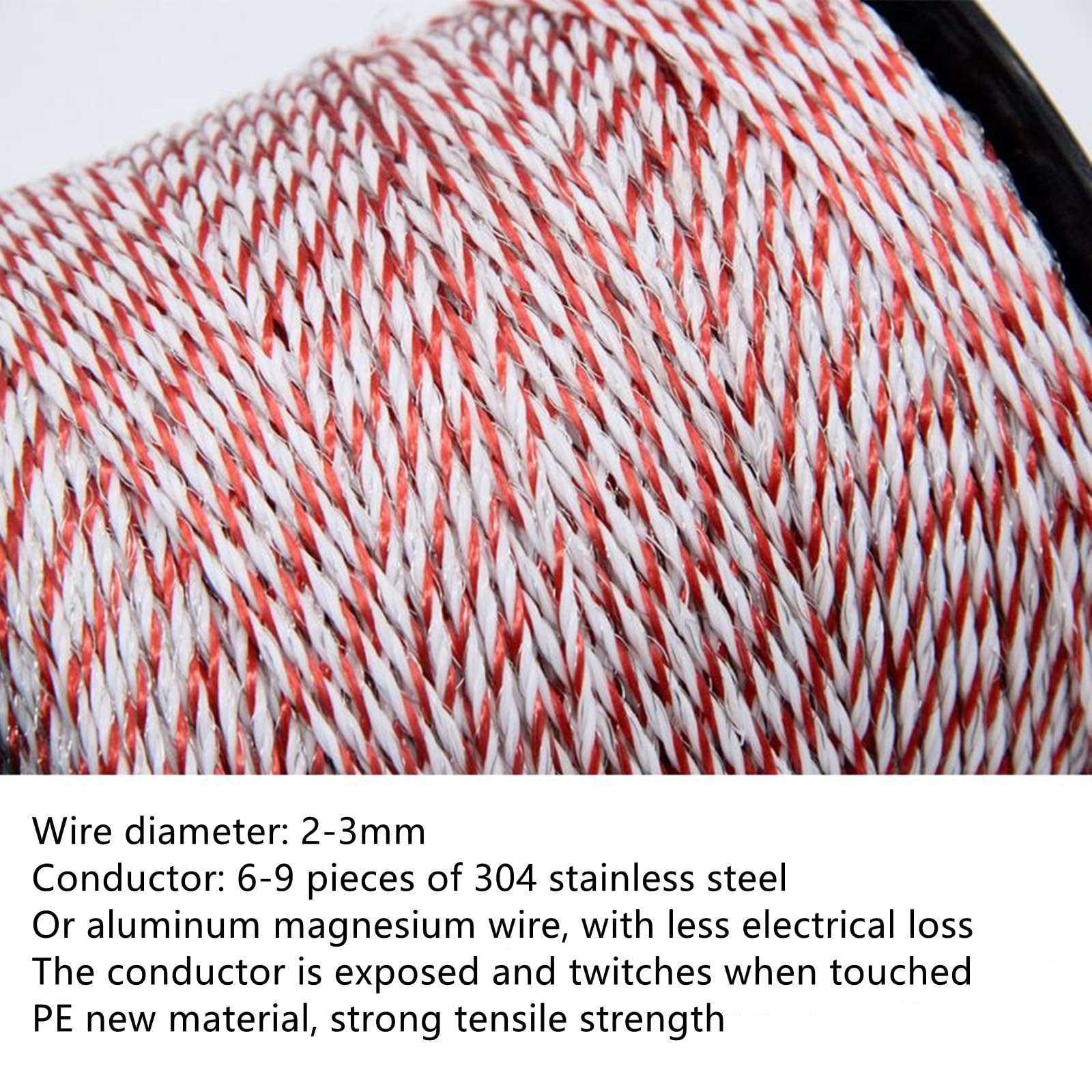 HEYANN Alambre de valla eléctrico, cuerda de valla eléctrica de 3 mm, de nailon resistente a los rayos UV, alambre eléctrico para valla eléctrica, accesorio para caballos (500 m rojo)