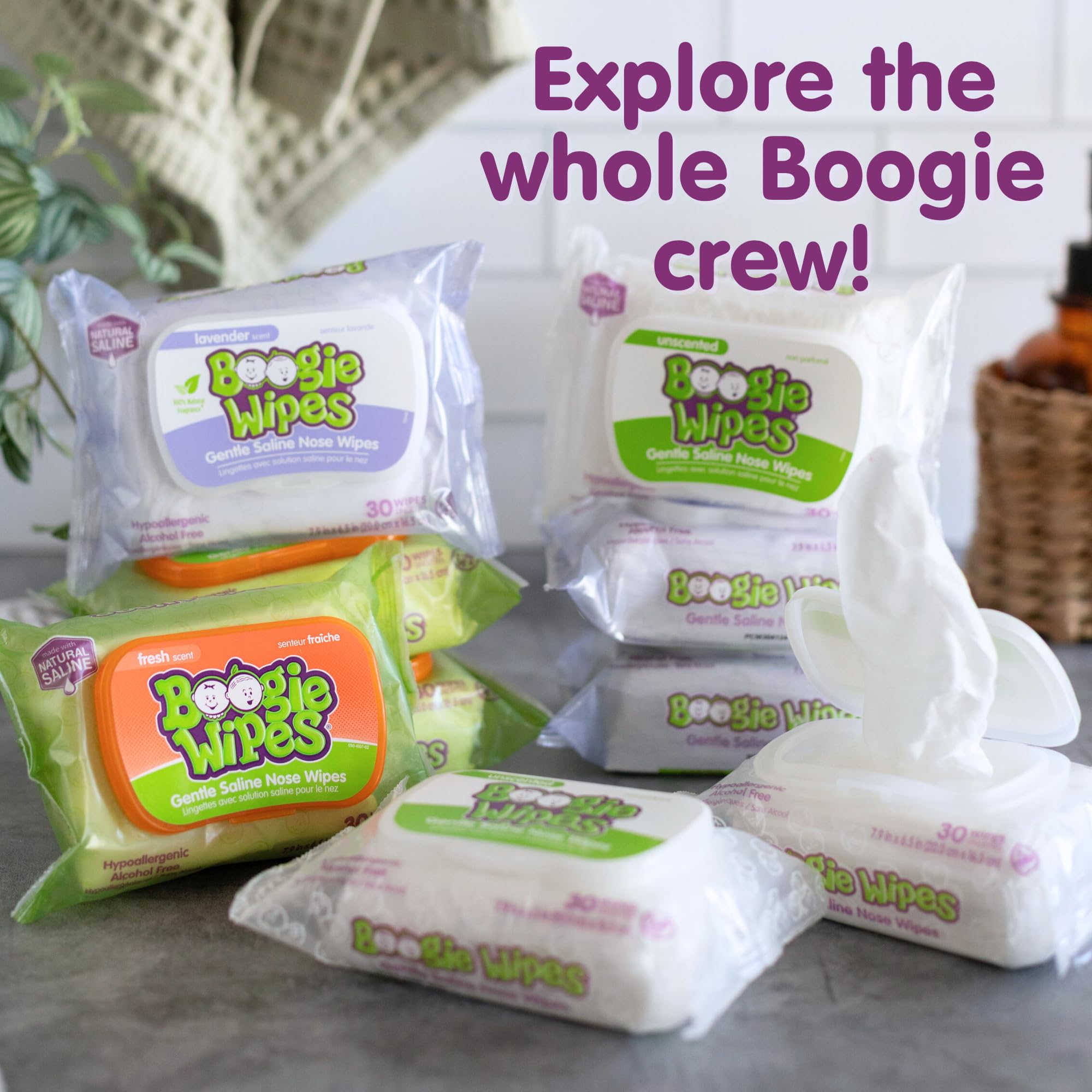 Boogie Wipes Boogie Wipes, Unscented, 30 Count (Pack of 6) by Boogie Wipes | Hipoalergénico y sin alcohol, fabricado con solución salina natural, aloe, manzanilla y vitamina E, bolsa de pañales esencial