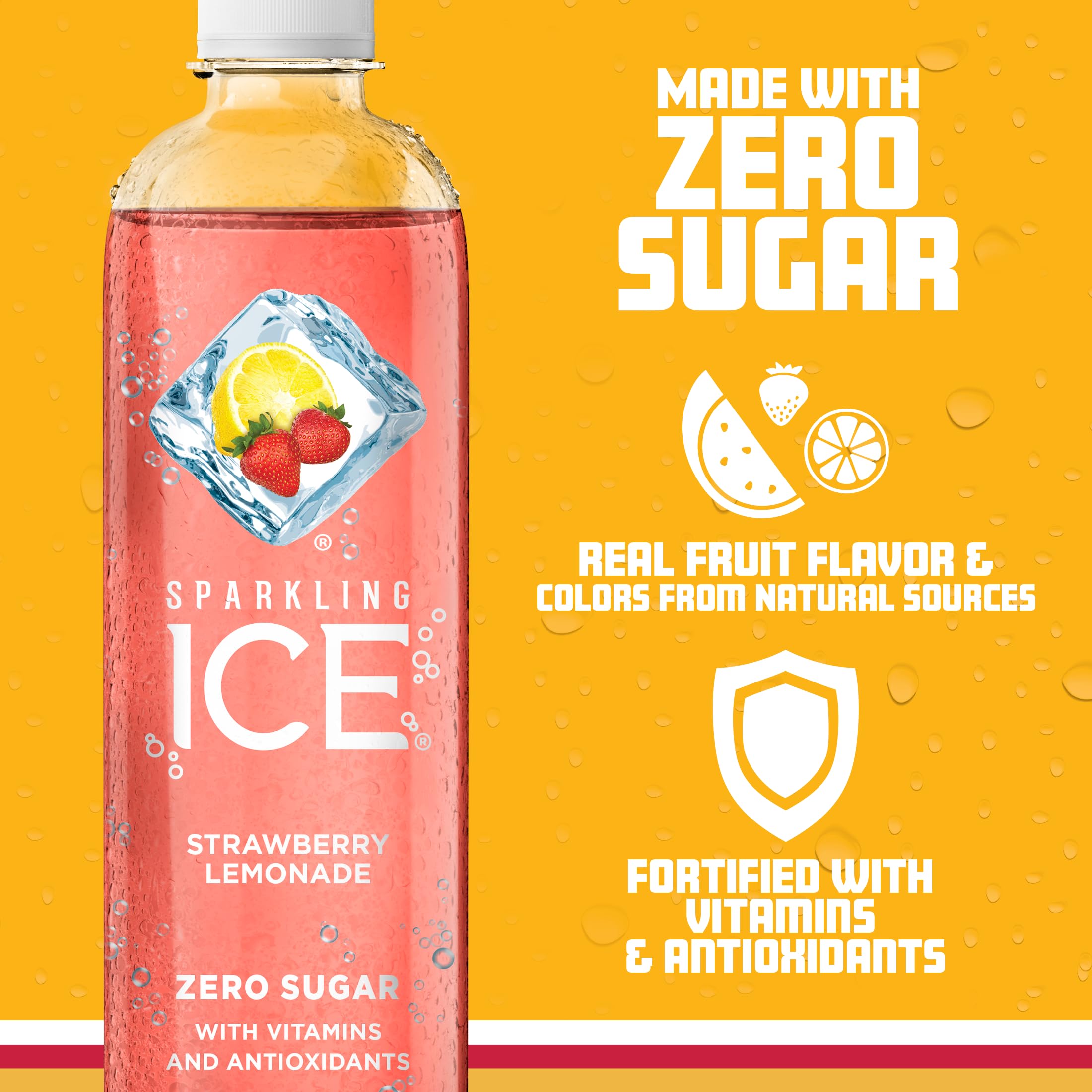 Sparkling Ice +Caffeine Strawberry Citrus Sparkling Water (Pack Of 12) and Sparkling Ice, Strawberry Lemonade Sparkling Water (Pack of 12)