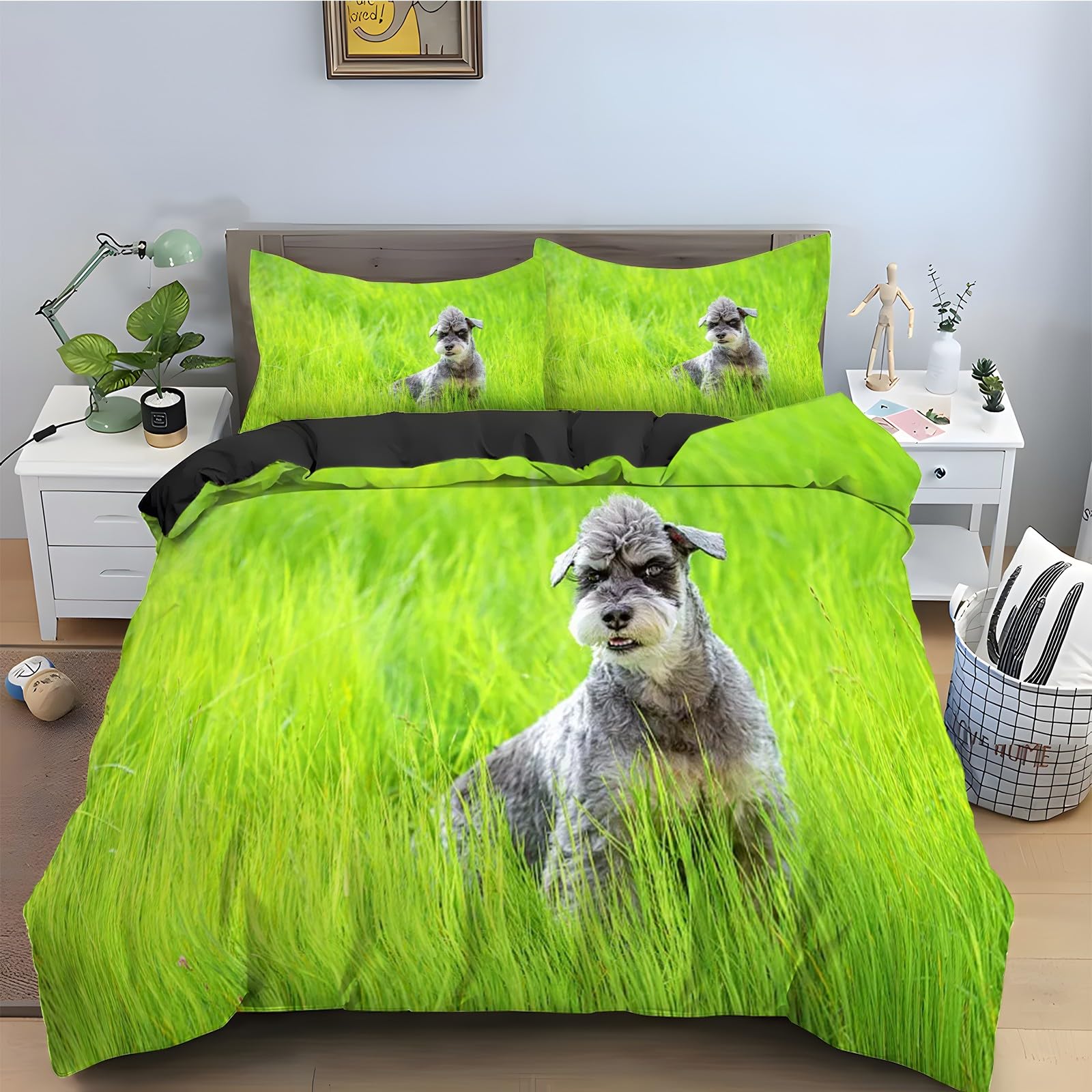 Ensemble de literie 3 pièces Schnauzer pour témoigner votre amour des animaux au quotidien kz324