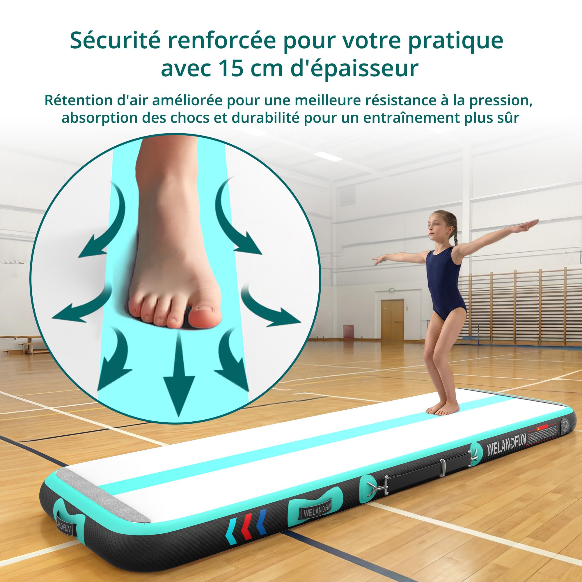 Air Tumbling Track 3/4/5/6M Tapis Gonflable de Gymnastique Tapis de culbuteur Tapis de Gymnastique Gonflable pour l'exercice