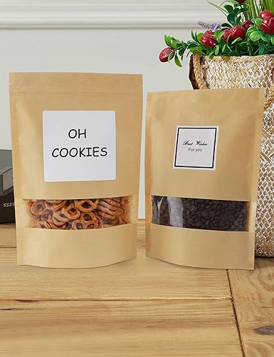 Miniatura 6 de FireKylin 100 bolsas de papel kraft con ventana, bolsas de pie de 6.3 x 8.6 pulgadas, bolsas de almacenamiento de alimentos con cierre de cremallera