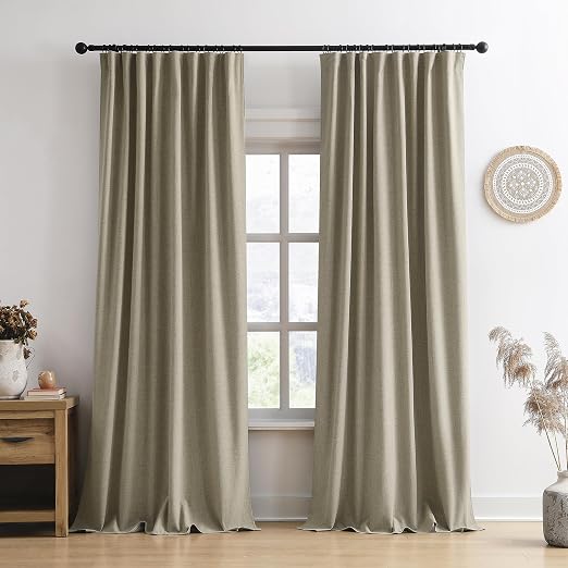 RAIN CITY Taupe Blackout Curtains&Drapes 140 Inch Long
