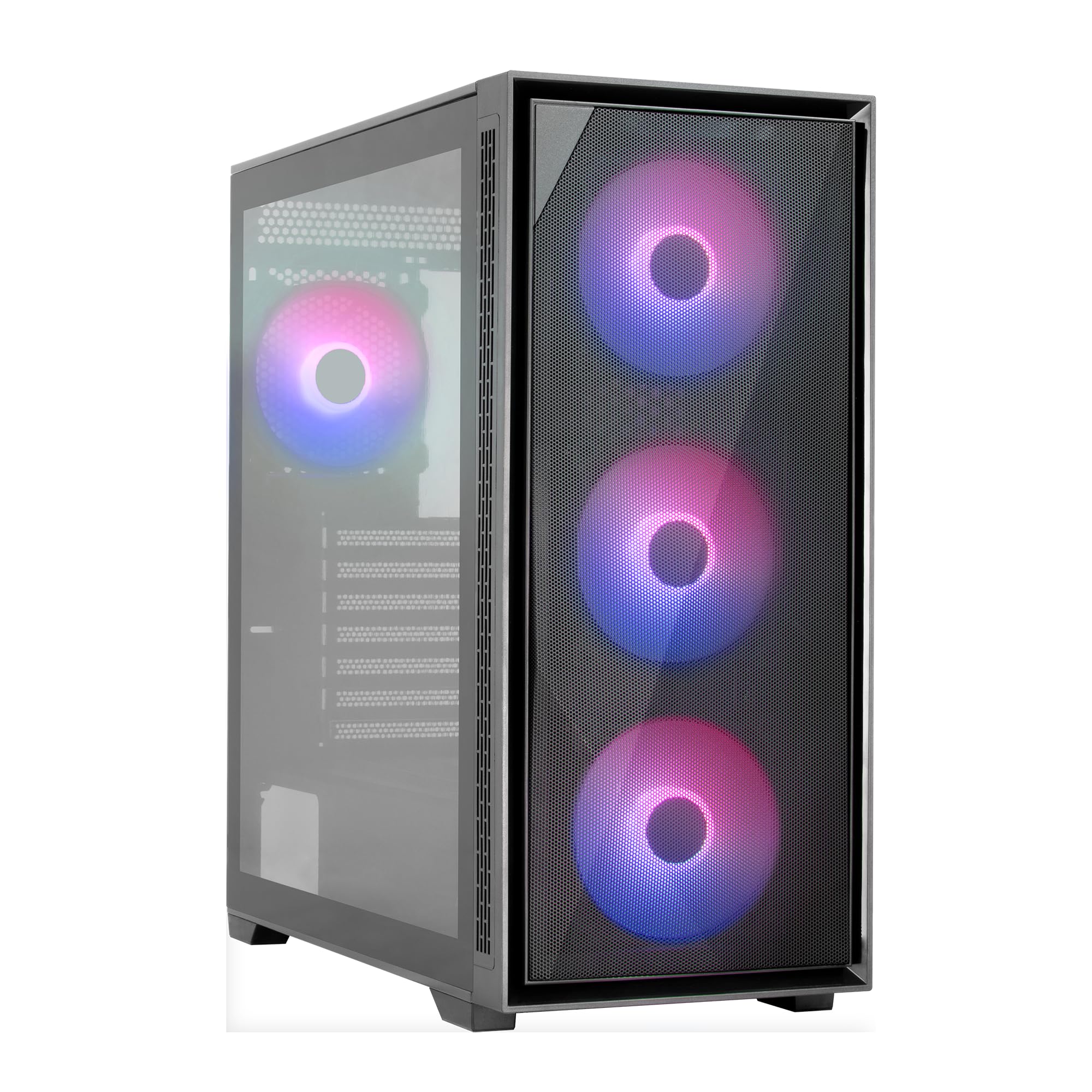 Aerocool GEOFLOW, Caja PC ATX, 4X Ventiladores ARGB 120mm, Ventana Completa Vidrio Templado, Panel Frontal Mesh, Soporte Refrigeración Líquida 360mm, Filtros Antipolvo Magnéticos, 2X USB 3.0, Negro