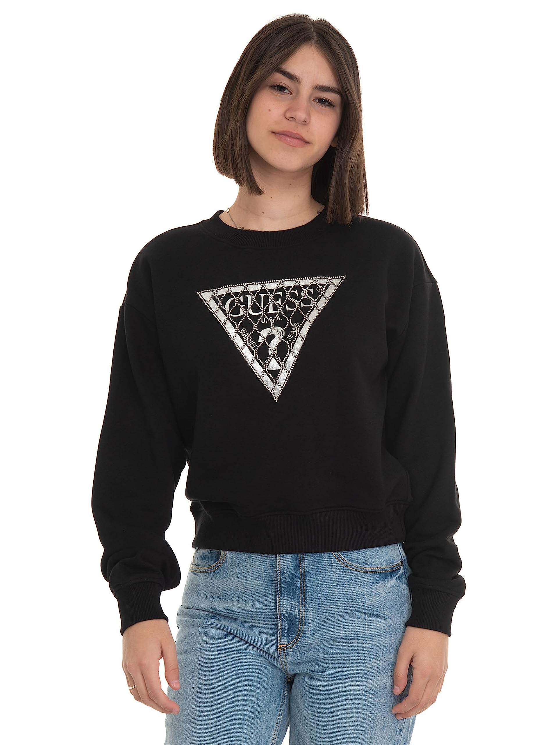 GUESS Donna Maglione A Girocollo W4BR10Z3HM1 Cotone Marrone Chiaro L GUESS Donna Maglione A Girocollo W4BR10Z3HM1 Cotone Marrone Chiaro L