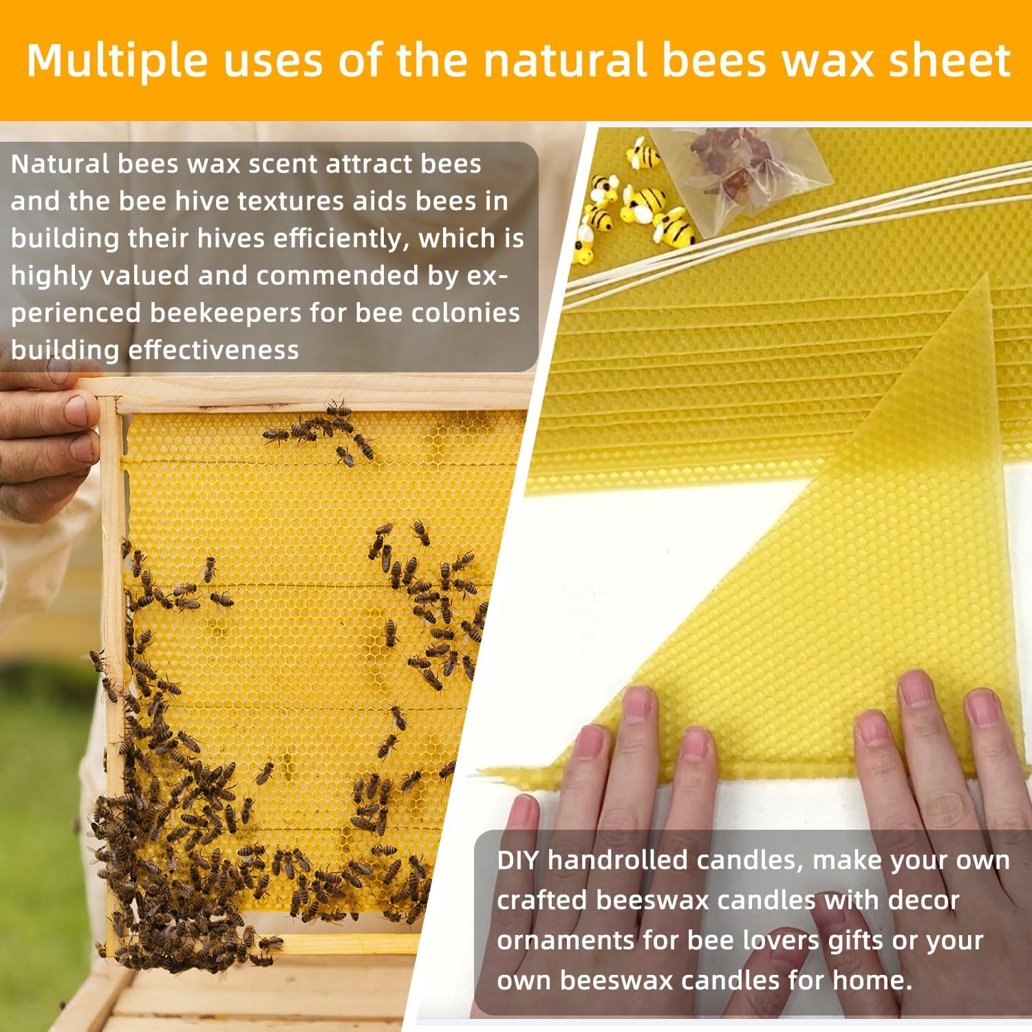 Lacaser Beeswax Sheets for Candle Making, Full Candle Making 50 Pcs Kit image 4