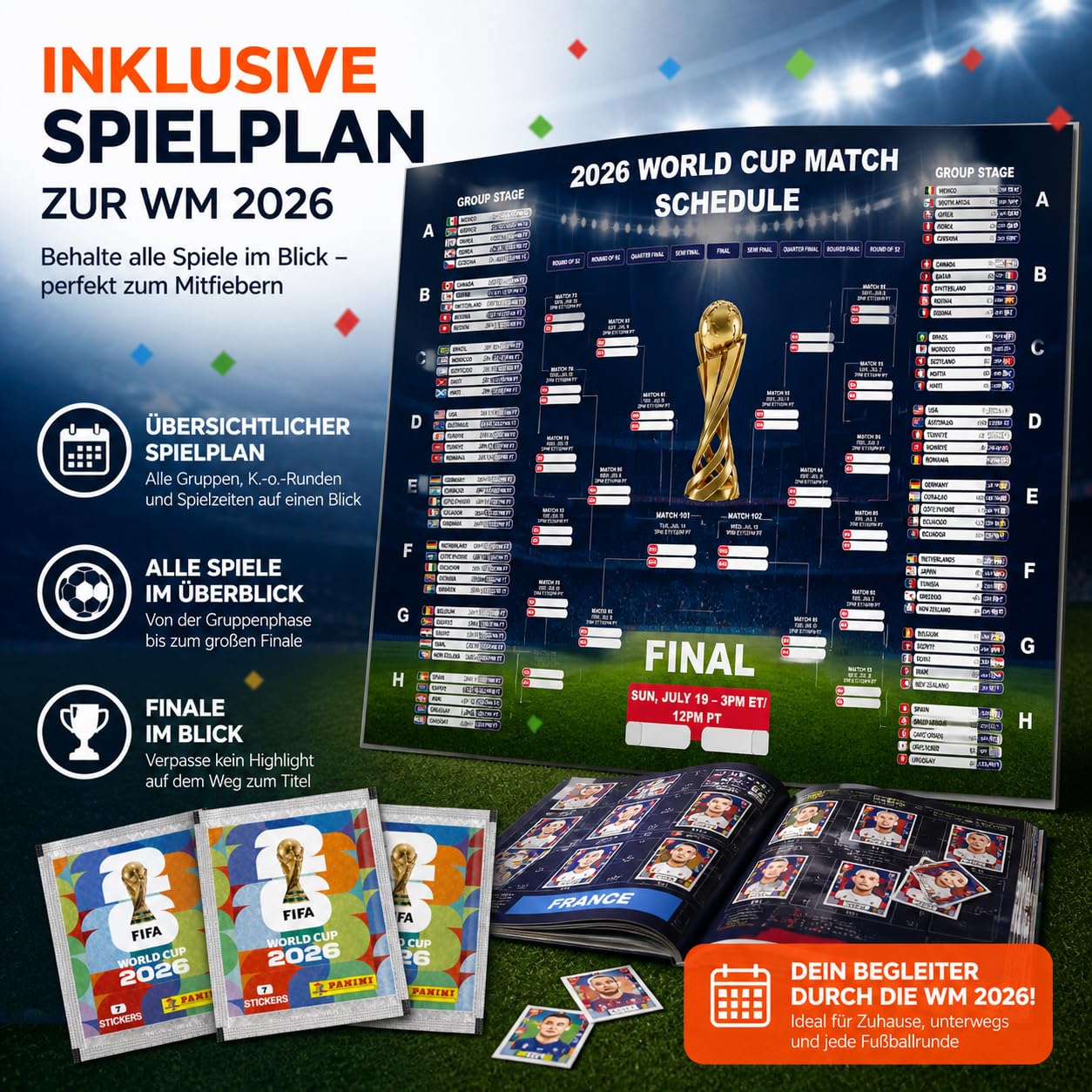 Set de iniciación XXL Fan Mundial 2026 – Pegatinas originales de Panini, 1 plan de juego (50 bolsas/350 pegatinas individuales) — view 4