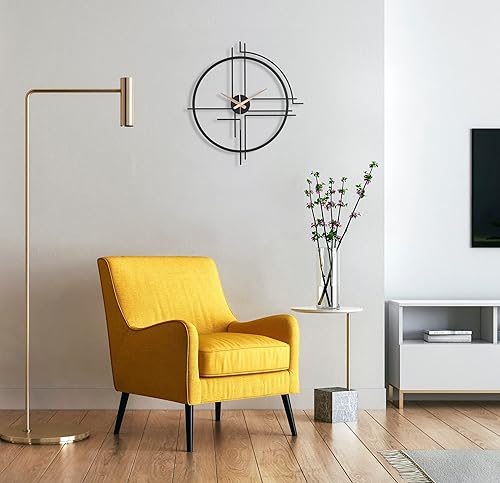 Miniatura 7 de Reloj de pared de metal grande – Reloj de pared de metal silencioso 3D sin tictac – 24 pulgadas moderno arte decorativo de lujo para sala de estar,