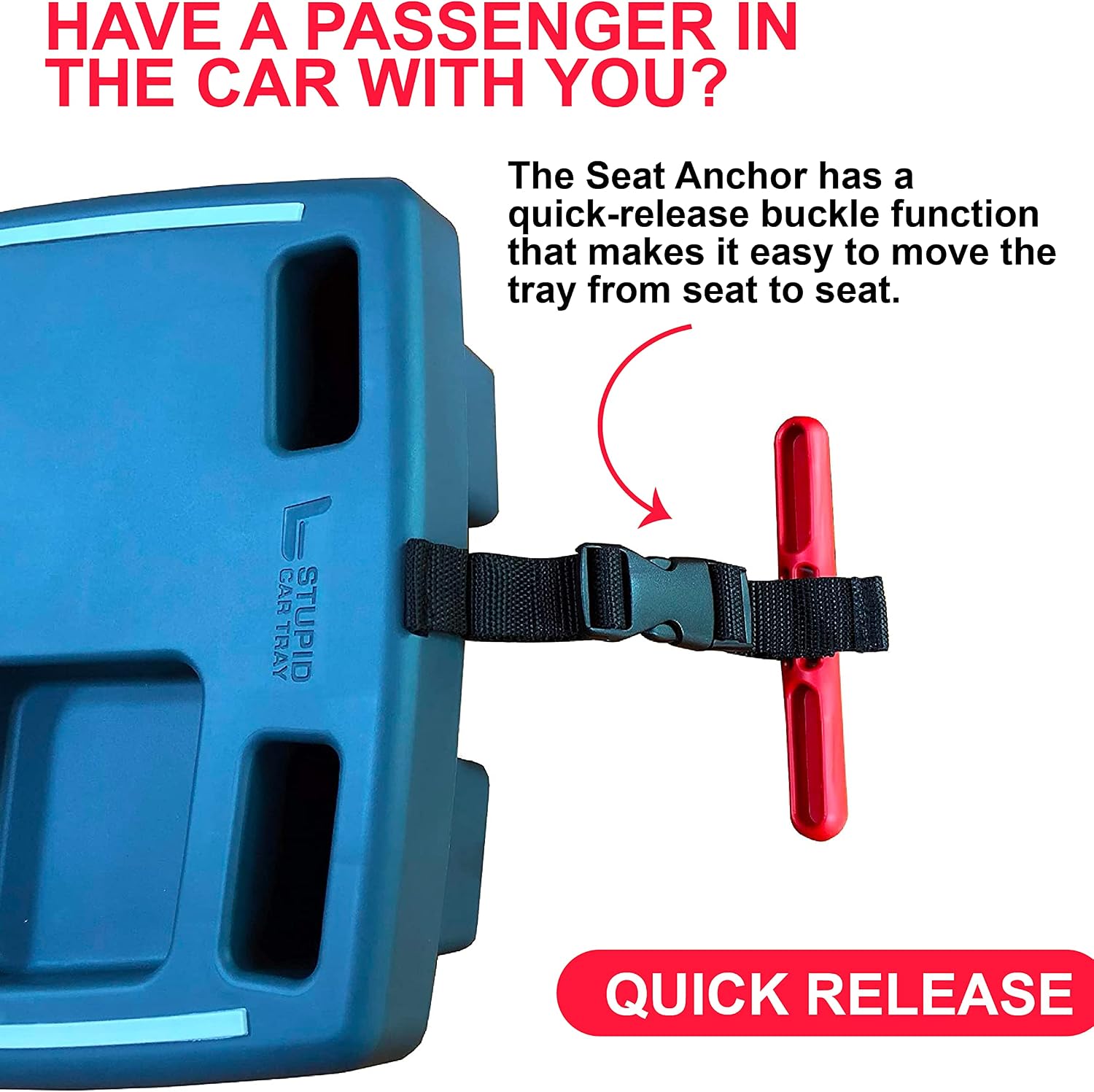 STUPID Car Tray - Seat Anchor - Security Belt for Car Tray - Made from Recycled Materials - 6 in