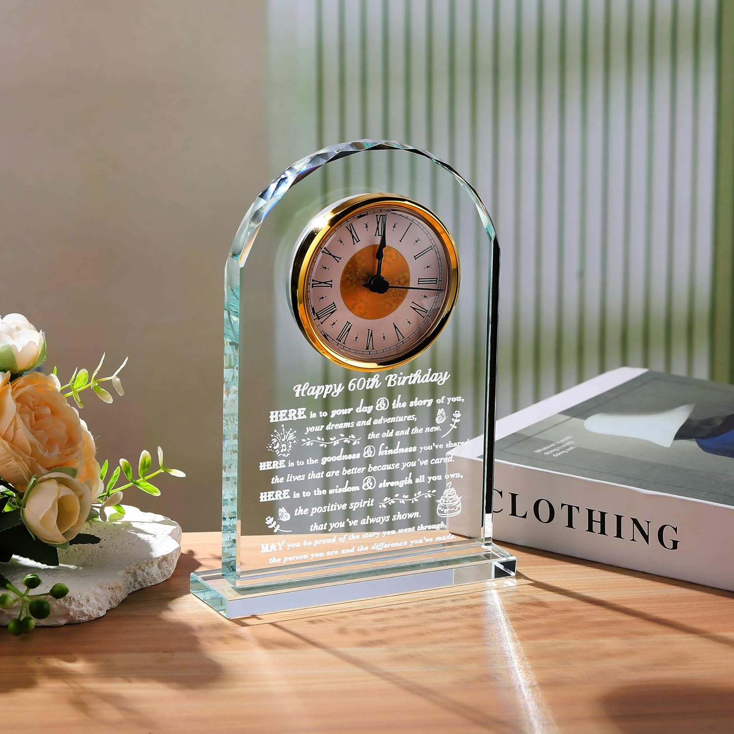 Movdyka 60th Birthday Gifts for Women Men - Crystal Clock Gifts Personalized 1966 60 Year Old Birthday Present for Her Him - Happy 60th Birthday Gifts Ideas for Mom Dad Unique - Image 6
