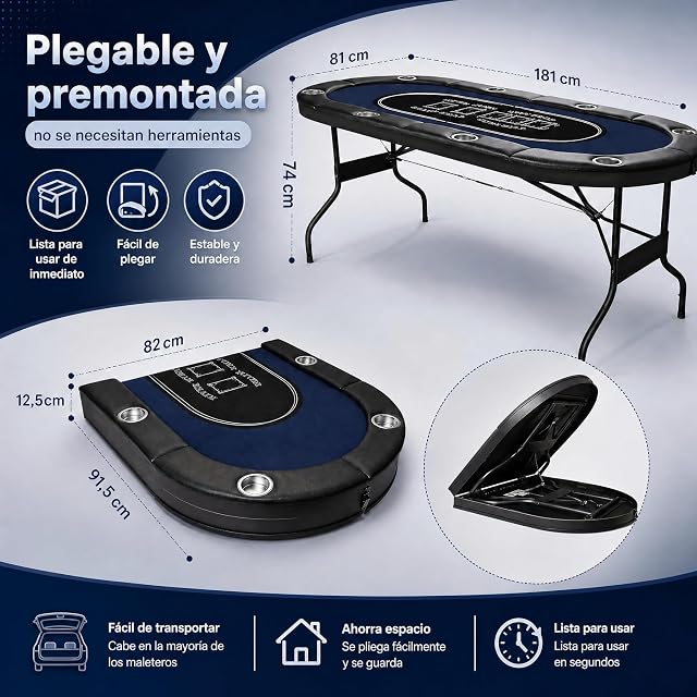 Foto 2 de 7 de Hotsizz Mesa de Poker Plegable 8 Plazas