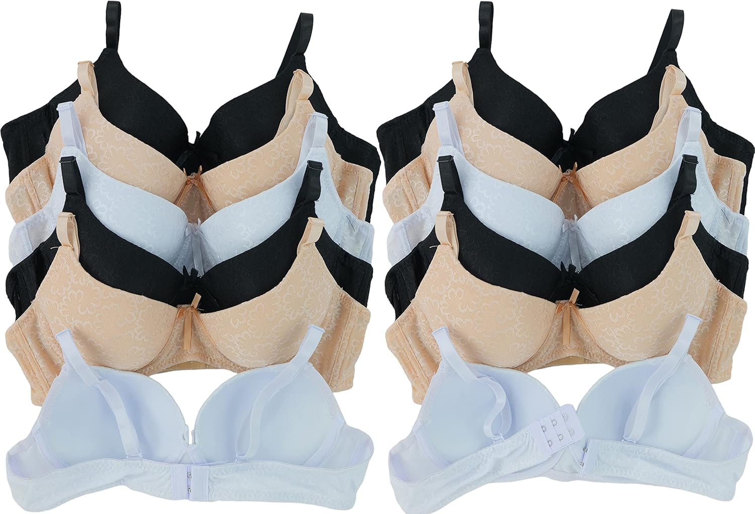ToBeInStyle Girl's Junior Pack of 6 Wired Push-Up Padded Bras with Adjustable Straps