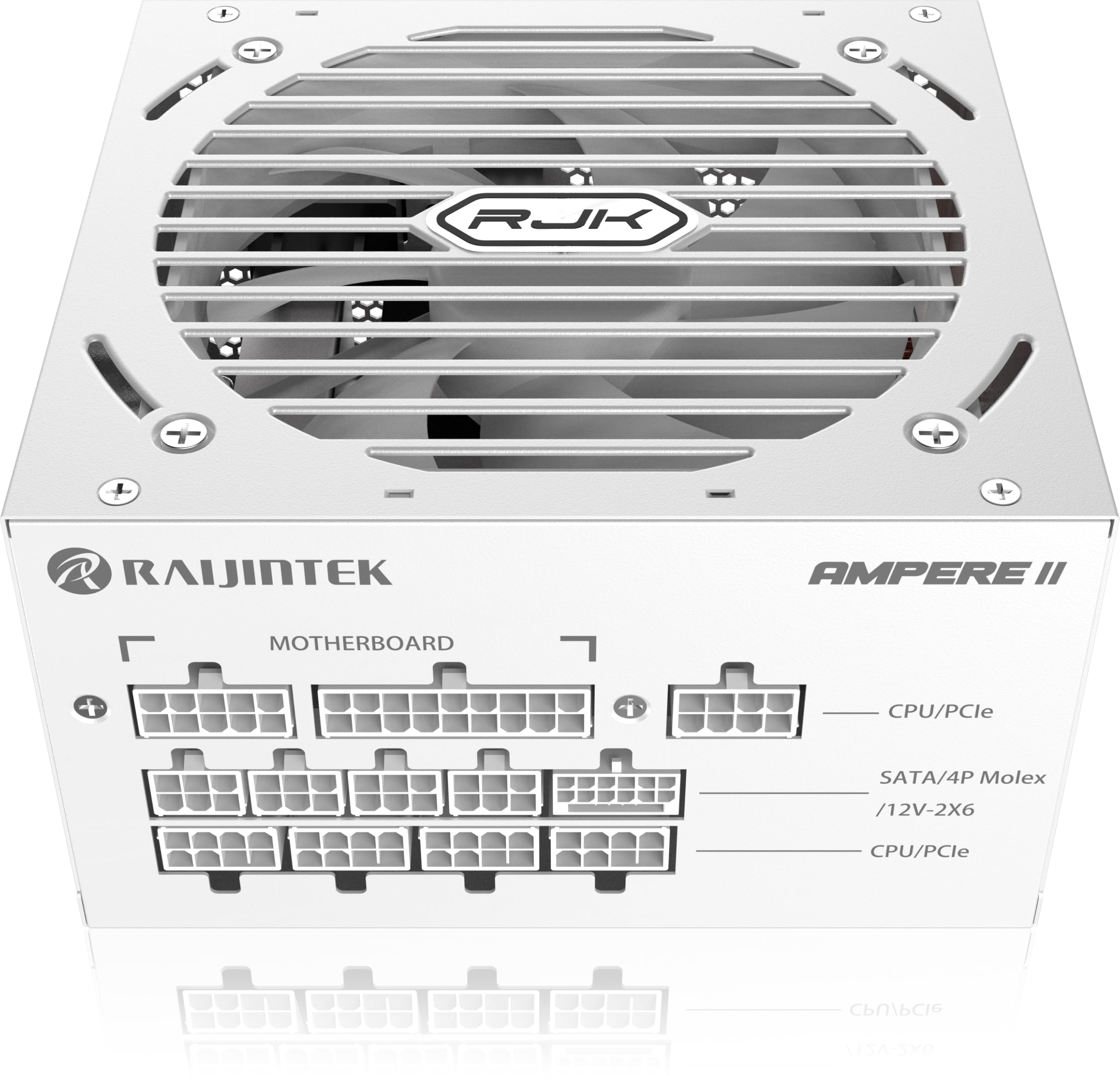 RAIJINTEK Zasilacz sieciowy Ampere II 1000 W, platyna 80 Plus, ATX 3.1, w pełni modułowy, złącze PCIe 5.1 12 V-2 x 6, kompaktowa konstrukcja, biały