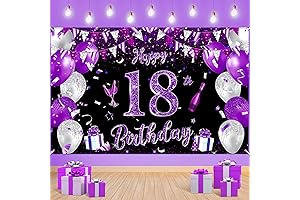 Purple 18th Birthday Decoration Banner for Girls
