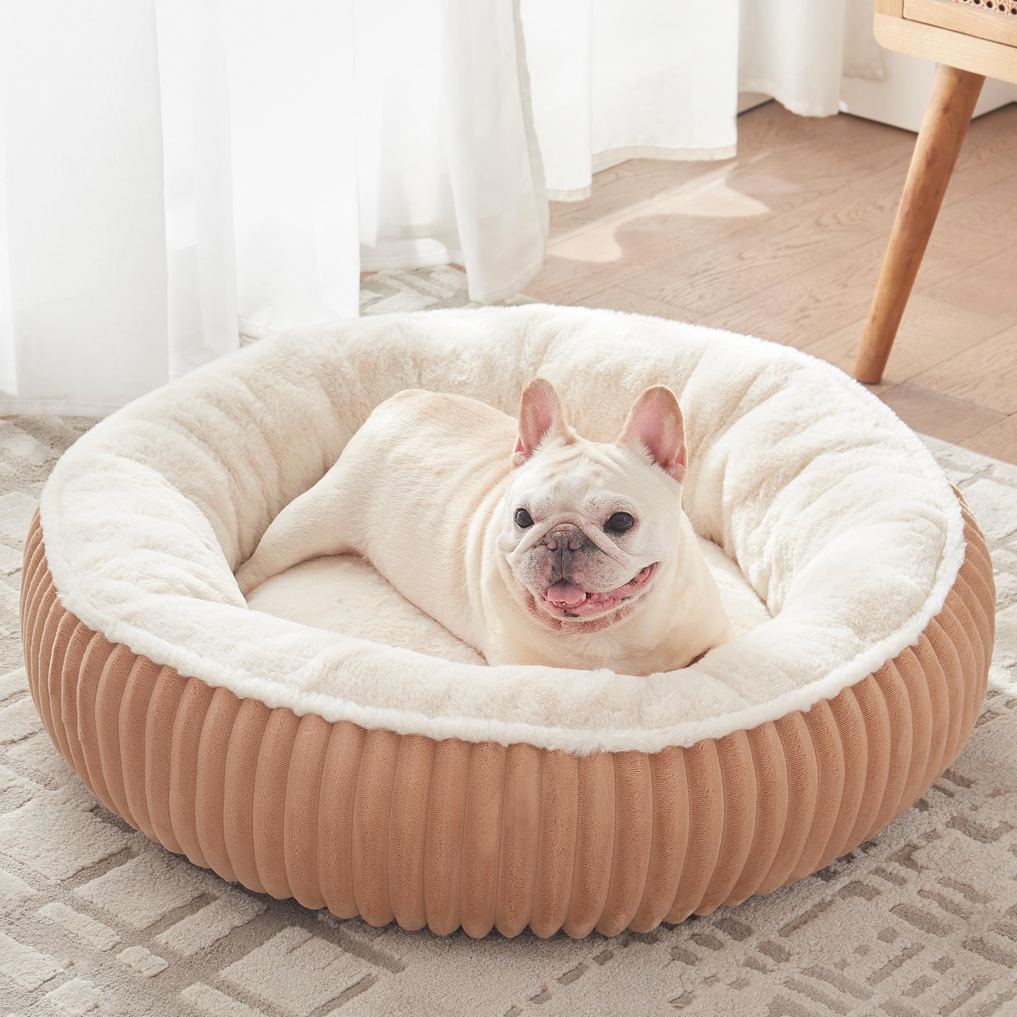 BedStill 30 inch Calming Donut Dog Bed in Mocha