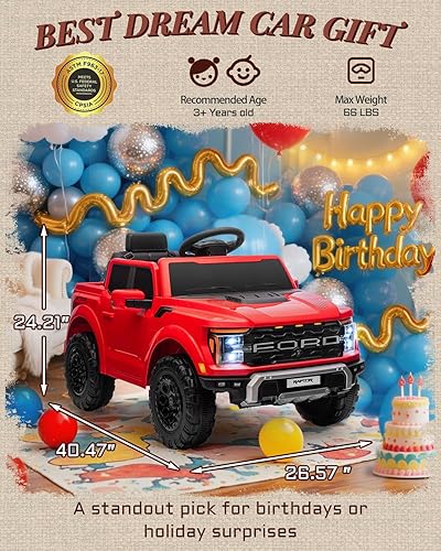 Miniatura 4 de First Ride On Ford F-150 Raptor - Auto de paseo para niños con licencia de 12 voltios, juguetes para niños con control remoto, vehículo eléctrico