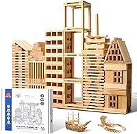 ICEKO KN 100pcs Natural Wooden Building Blocks Set - STEM Montessori Toys for Toddlers, Kids Stacking Blocks Educational Gift