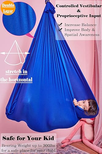 Miniatura 9 de Columpio sensorial para interiores + accesorios giratorios de 360, hamaca de licra de doble capa para que los niños jueguen y calmen, columpio de