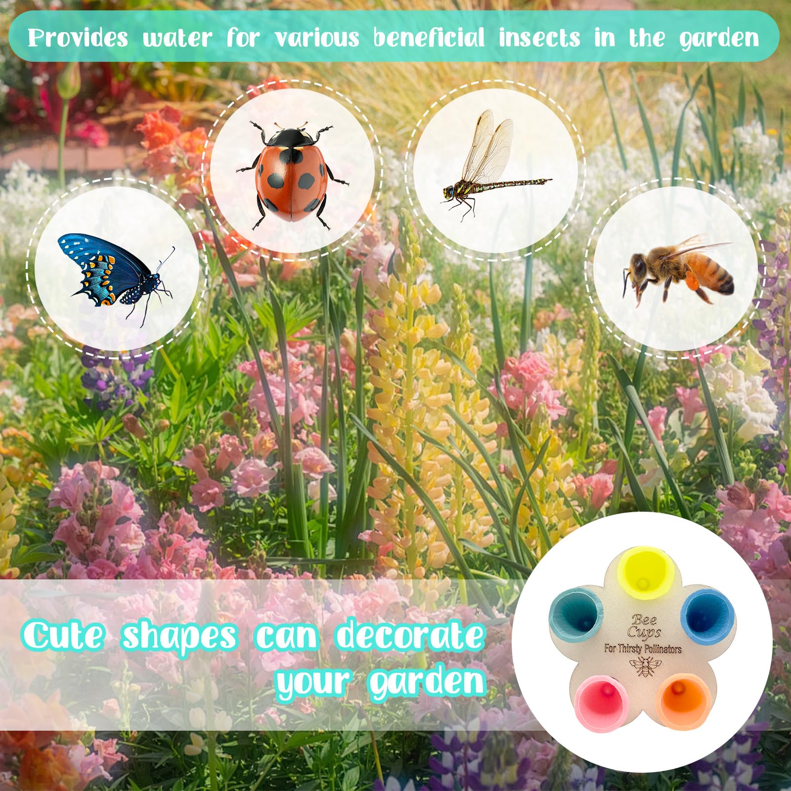 Bienen-Insekt-Trinkbecher,Bienenbecher, Bienen brauchen sichere Orte zum Trinken,Bienen brauchen sichere Trinkplätze,Durstige Bestäuber brauchen Trinkwasser(Farbe)
