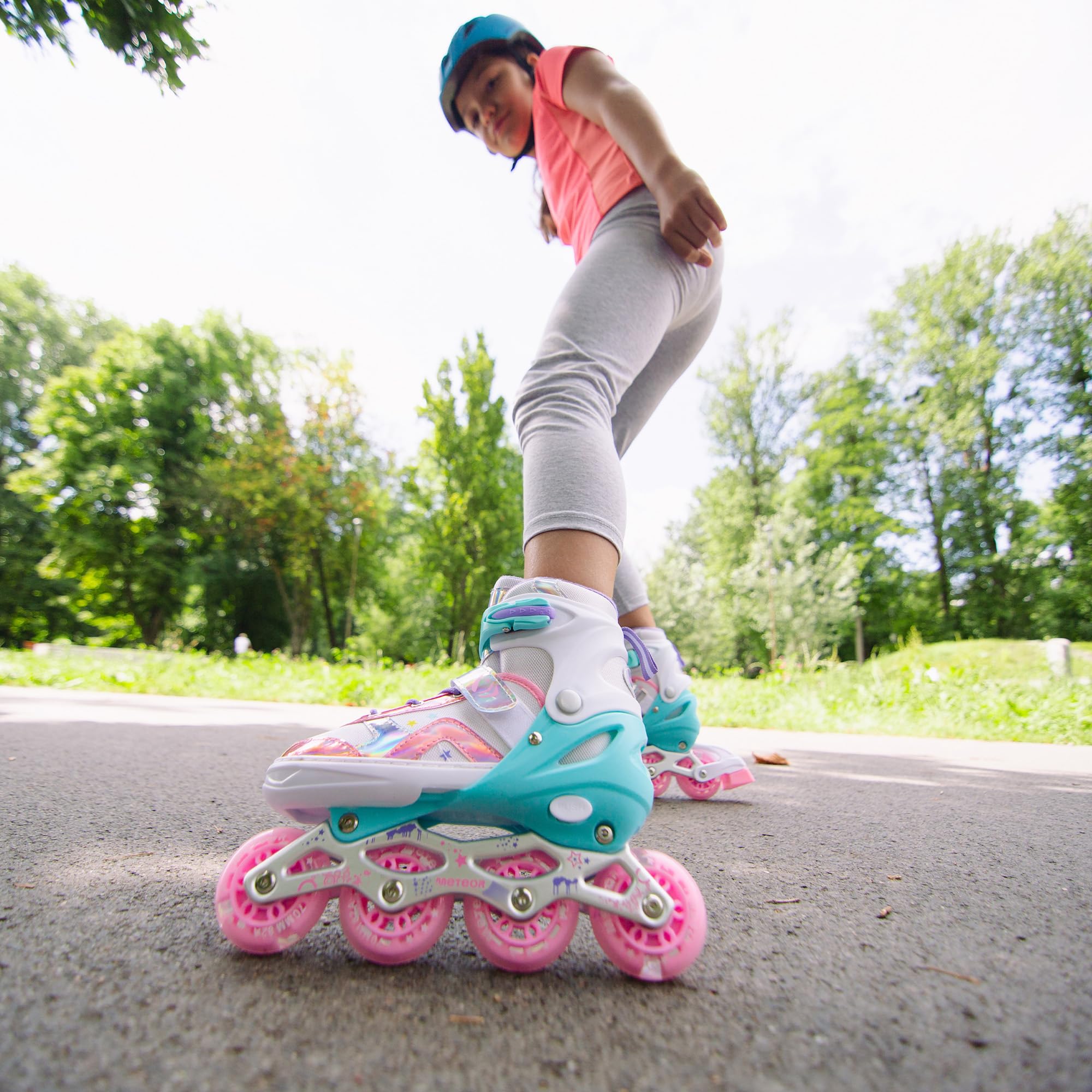 Patins à roulettes pour Enfants 4 en 1 réglables 25-37 – Rollers, quads et Glace – Coque Haute Stable, Roues PU, ABEC-7 – par Meteor