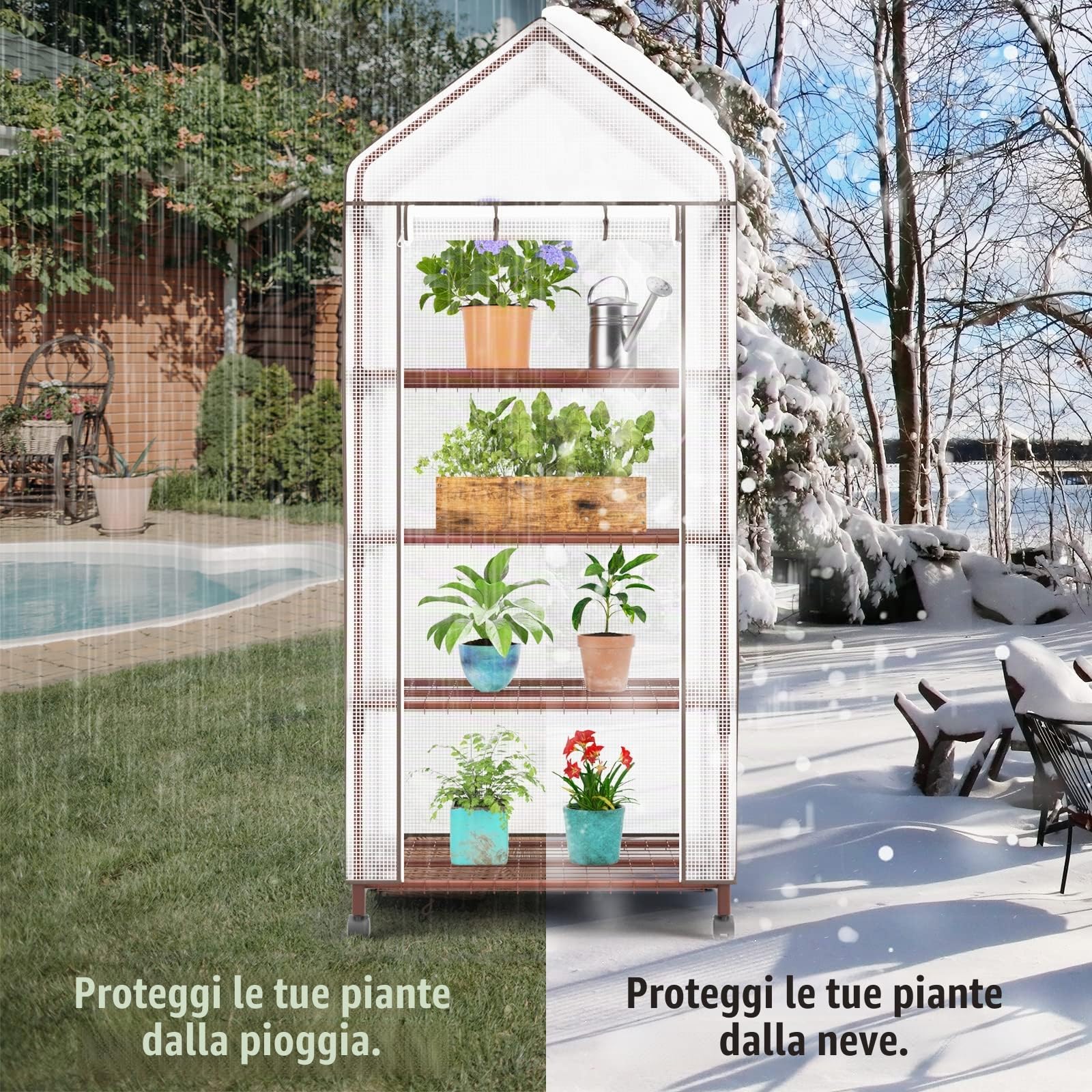 UDPATIO Serra piccola con 4 piani, Tenda da Sole Verticale, Tenda in Alluminio con Manovella, Tenda a Rullo Verticale per Patio e Giardino11