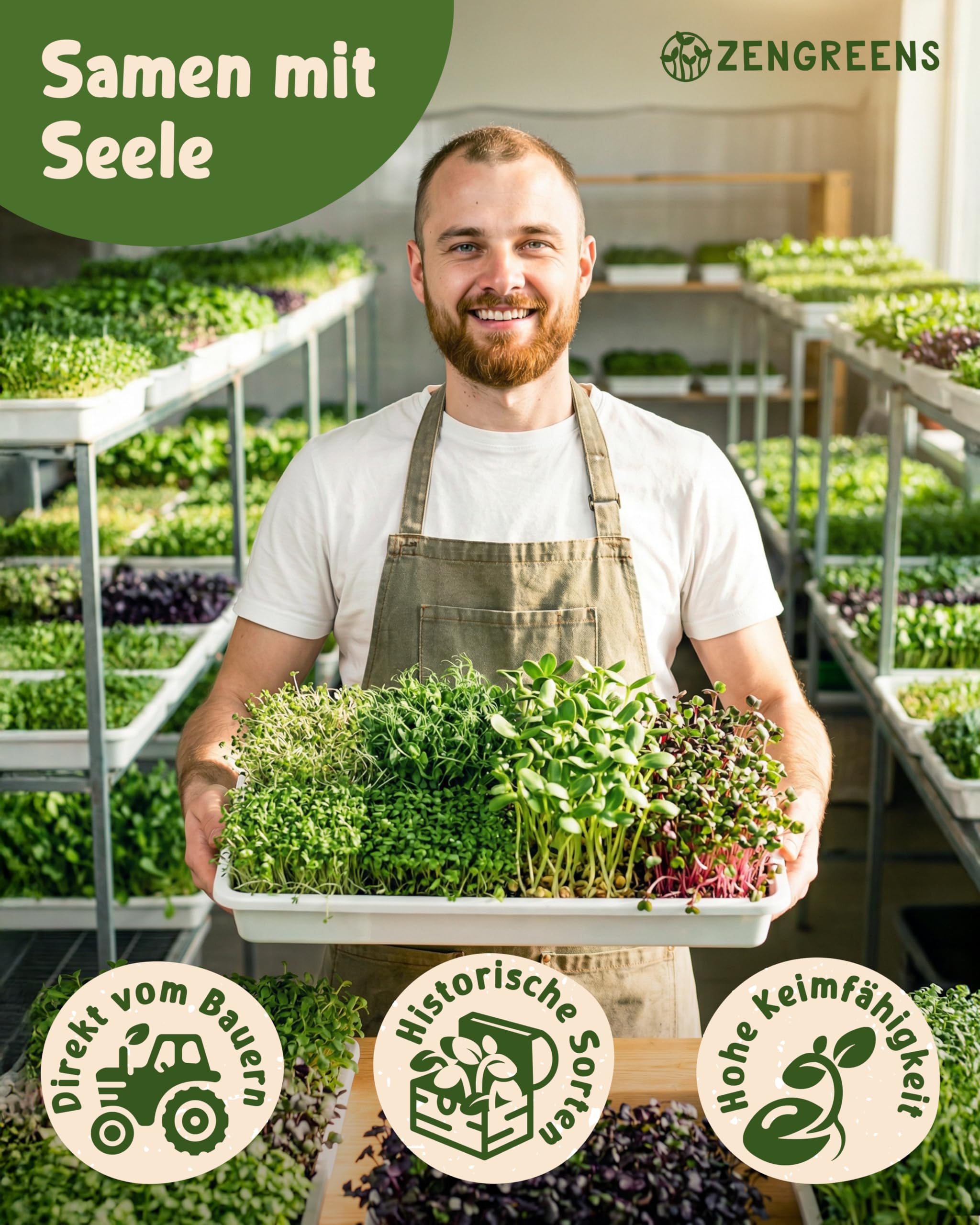 ZenGreens® - Bio Sprossensamen im 20er Set - Keimsprossensamen - leichte Zucht im Sprossenglas oder Anzuchtschale - Großpaket - 20 verschiedene Sorten - Microgreens Samen Mix - 20er Set