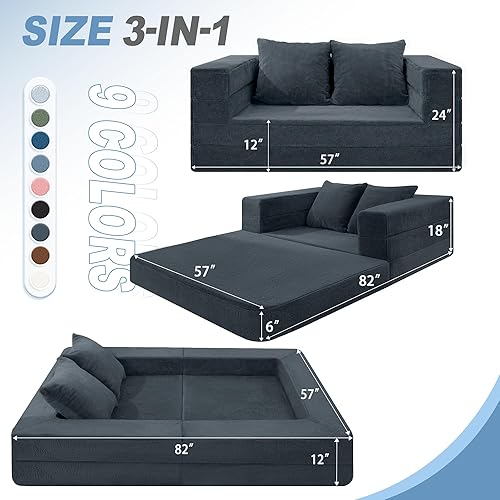 Miniatura 201 de Cama humana gigante para perro, cama 3 en 1 para perro de tamaño humano con funda de piel sintética lavable, cama grande plegable para mascotas con