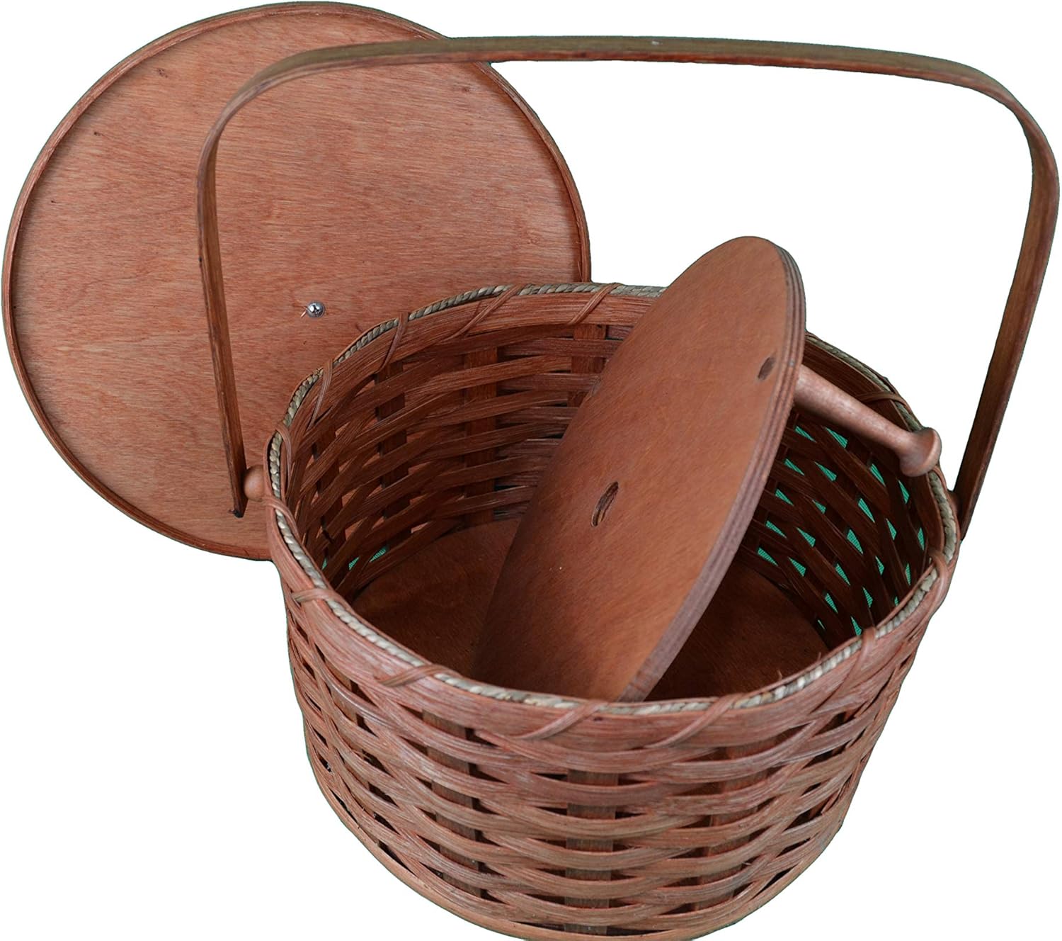 Round Double Pie Carrier Basket with Tray and Lid, 12" X 7". An Ingenious Design Used to Carry up to Two Pies At Once
