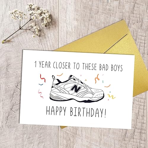 Miniatura 5 de Qiliji Tarjeta de cumpleaños de zapatos divertidos para papá, tarjeta de feliz cumpleaños para él, tarjeta de cumpleaños de New Balance Shoes,