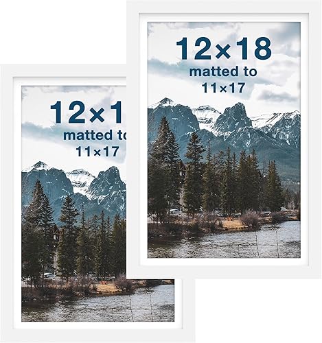 Vista 22 de FrameWorks Paquete de 2 portarretratos de 12 x 16 pulgadas con mate a 8 x 12 pulgadas, color negro, marco de fotos clásico de madera con vidrio