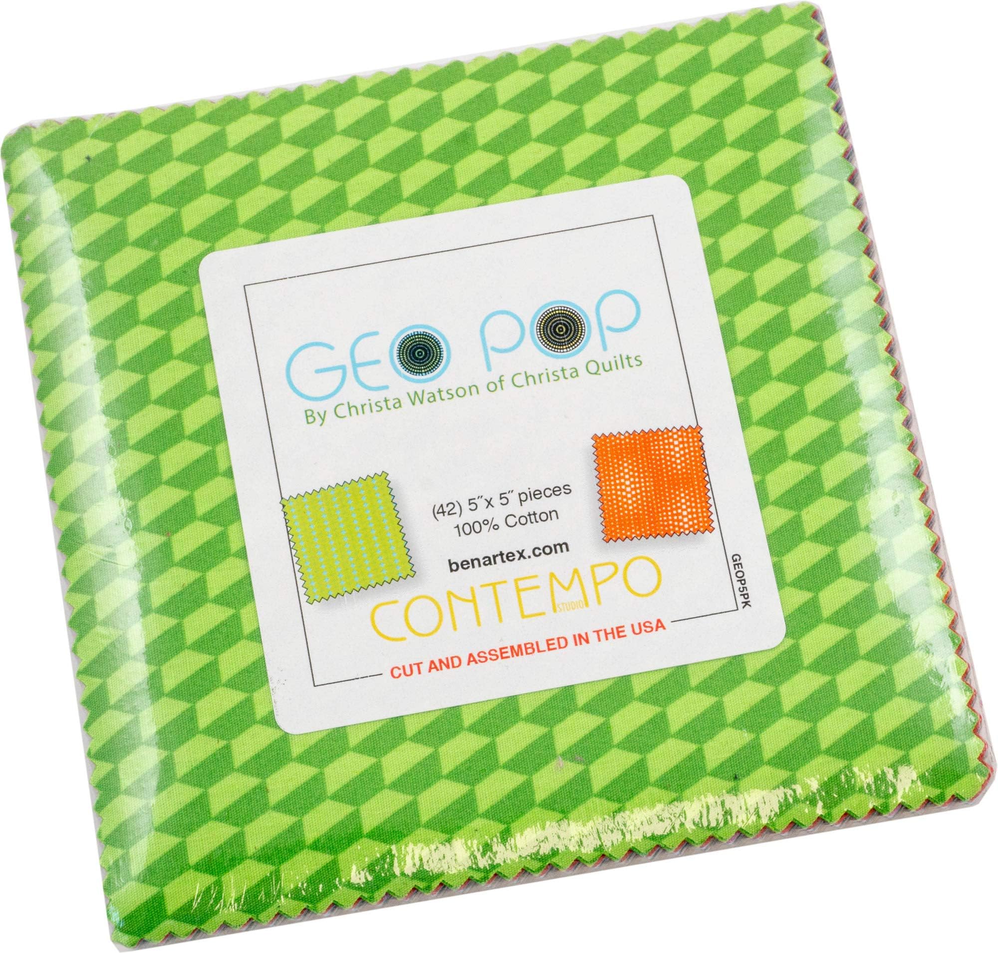 Christa Watson Geo Pop 5X5 Pack 42 5-inch Squares Charm Pack Benartex