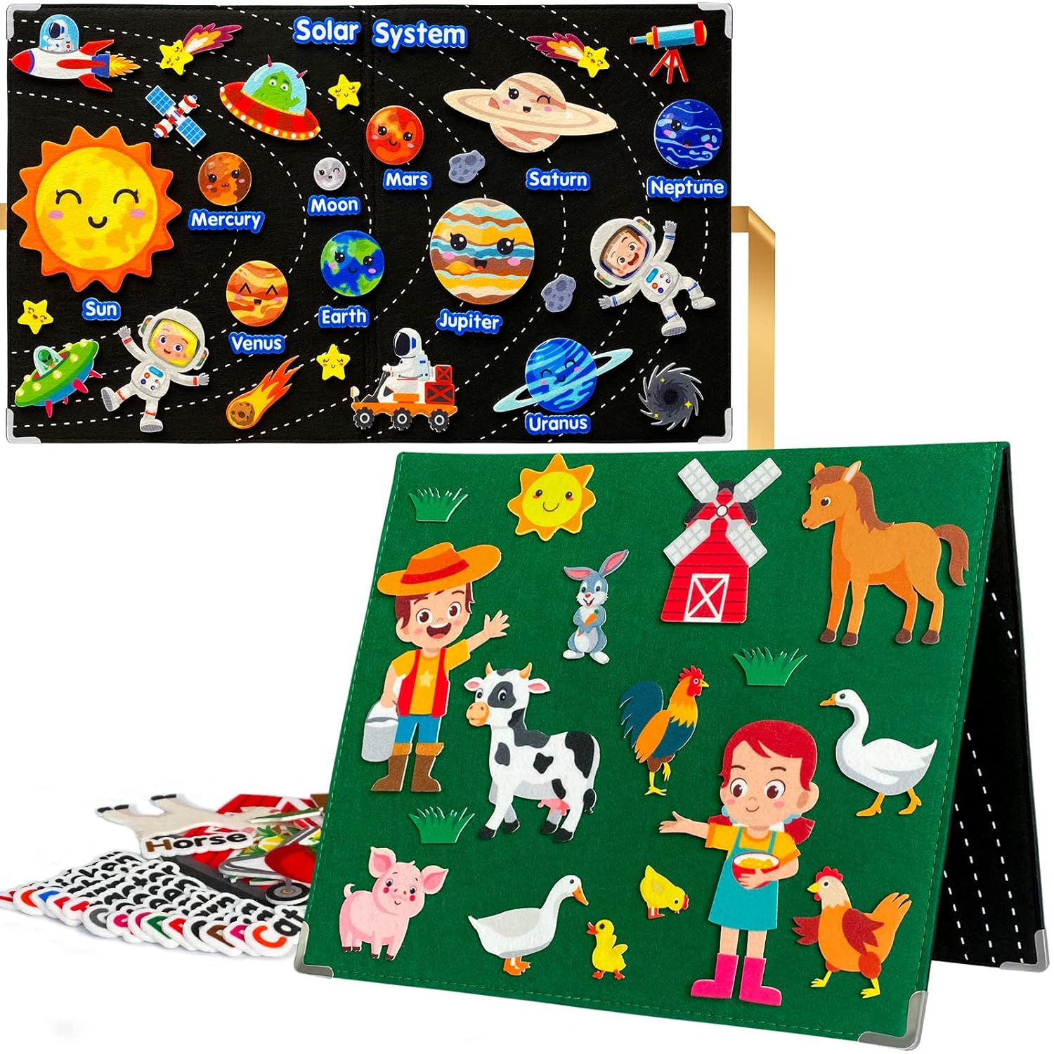 Buy PENGFULL Foldable/Freestanding Felt Flannel Board Set for Toddlers,with 46 Farm,41 Solar
