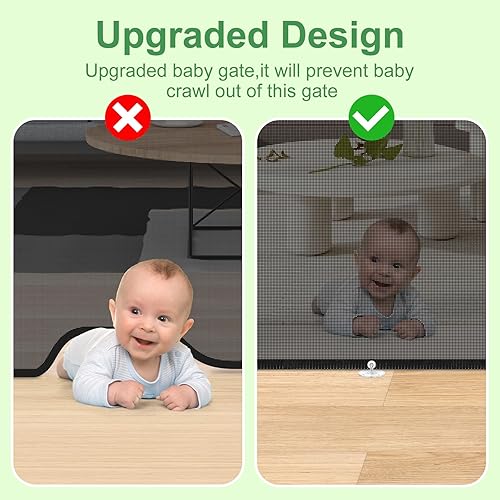 Miniatura 8 de Puerta retráctil mejorada para bebés, puerta de seguridad extra ancha para niños o mascotas, 33 pulgadas de alto, se extiende hasta 71 pulgadas de