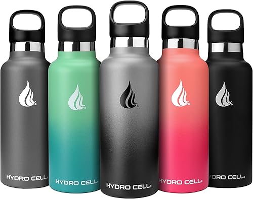Miniatura 1 de HYDRO CELL Botella de agua de acero inoxidable con sorbete y tapa estándar de la boca, mantiene los líquidos calientes o fríos, con doble pared